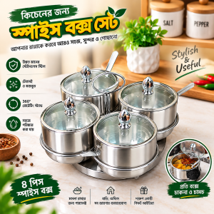 ৪ পিস স্টেইনলেস স্টিল স্পাইস বক্স সেট